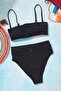 Siyah Şeritli Straplez Kaplı Bikini Üstü TBESS25BU00066