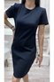 Women's Ottoman Fabric Casual Dress Straight Cut Short Sleeve Stylish Dress