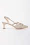 Women's Low Heeled Shoes with Piping Buckle Detail and Pointed Toe - 2