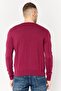 Men V-Neck Long Sleeve Embroidered Logo Sweater,Maroon - 4