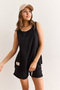 Women's Black Crest Detailed Shorts Crystal Suit Tkm-19000398 - 5