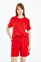 Women's 2-Piece Red T-Shirt & Double Leg Shorts Set, Combed Cotton, Lycra Fabric Regular Fit - 2