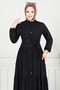 Viscose Dress with Elastic Cuffs 1124Bgs895-M Black - 3