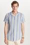 Men's Slim Fit Slim Fit Cotton Comfortable Striped Short Sleeve Apaş Collar Shirt - 4