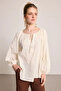 Tassel Detailed Cotton Blouse - White