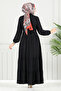Viscose Dress with Elastic Cuffs 1124Bgs895-M Black - 4