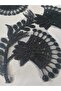 Black Bead Embroidered Brode Guipure Applique Sewing Accessory 2 Pieces - 4