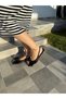 Misty Pointed Toe Bow Detailed Black Satin Women's Ballerinas - 4
