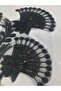 Black Bead Embroidered Brode Guipure Applique Sewing Accessory 2 Pieces - 3