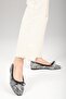Garcia Black Color Zebra Patterned Women's Ballerinas - 6
