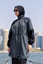 Women's Mustard Black Full Covered Hijab Swimsuit Short Set of 2 -063 - 4