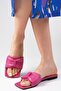 Cristina Genuine Leather Fuchsia Women's Heelless Flat Slippers - 6