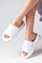 Marina White Color Blunt Toe Drawstring Inflatable Banded Women's Flat Slippers - 4