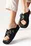 Babes Genuine Leather Black Buckle Thick Soled Women's Slippers - 3