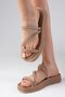 Palmira Mink Color Blunt Toe Women's Flat Slippers with Inflatable Bands - 4