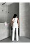Women's Shawl Collar Belted Vest Palazzo Pants Suit - 8