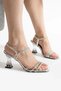 Women's Silver Stone Transparent Heeled Evening Dress Shoes - 3
