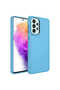 Galaxy A52 Case Silicone Sys Luna Cover with Metal Frame and Push Button Design - Sierra Blue