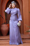 Draped Lilac Hijab Evening Dress 50781Lila - 2