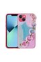 iPhone 13 Compatible Glitter Patterned Hand Strap Holder Sys Elsa Silicone Case-Pink Dark