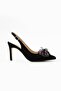 Women's Genuine Leather Evening Shoes Black Suede - 2