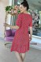 Women's V-Neck Buttoned Summer Woven Midi Dress 4C-2330 - 4