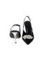 Jenny Satin Black Stone Detailed Heeled Shoes - 8