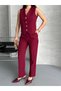 Women's Bottom Top Suit Stylish Stone Button Detail Premium Vest Pants Double Suit - 8