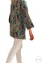 Women's Linen Oversize Green Shawl Pattern Loose Turn-Down Collar Kimono - 8