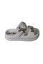 Akinalbella Black White Grey Women's Stoned Sea Pool Plage Casual Backstrap Slippers Heel Height 4 - 2
