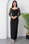 Heart Neckline Puff Sleeves Paillette Evening Dress Ecr5492