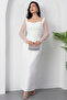 Heart Neckline Puff Sleeves Paillette Evening Dress Ecr5492 - 4