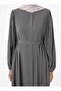 Medina Silk Ferace with Gathered Sleeves - Gray - Refka - 4