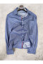 Cotton Summer Thin Fabric Striped Oversize Men's Pocket Shirt Blue - 3