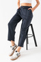 Women's Smoked High Waist Pocket Modal Fabric Ribbed Front Balloon Fit Pants - 6