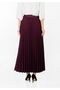 Plum Cherry Color Maxi Length Pleated Skirt with Elastic Waist - 5