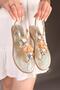 Elmin Flower Buckle Flip Flops Sandals Gold