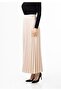 Stone Color Maxi Length Elastic Waist Pleated Skirt - 3