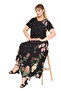 Plus Size Women's Relaxed Cut Patterned Short Sleeve Asymmetrical Viscose Combed Cotton Dress