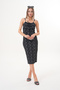 Women's Black Floral Slit Summer Knitted Dress - 4