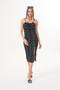Women's Black Floral Slit Summer Knitted Dress - 6