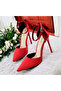 Bow Detailed Red Satin Heeled Shoes 10.5 Cm-Felisyabutik - 3