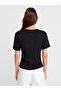 31874 100% Cotton Slit Detailed T-Shirt-Black - 2