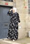 WOMEN'S SUMMER MODEST FRONT BUTTONED PATTERNED WOVEN VISCOSE ELEGANT DRESS - 6