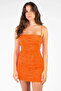 Sendy pearl-embellished orange dress with straps - 2