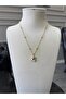 Crystal Heart Stone Necklace with Gold Steel Chain - 2