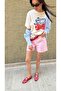 Cody Red Big Mesh Belt Detailed Ballerinas - 4