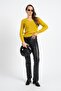 Women's Vt112 V-Neck Knitted Pattern Knitwear Sweater Mustard