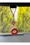 Gilded Red Metal Round Evil Eye Beaded Car Mirror Ornament Car Charm Evil Eye Protection