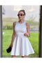 Scuba Fabric Tie-Detail Neck-Nape Skater A-Line Flared Skirt Design Cocktail Evening Dress - 6